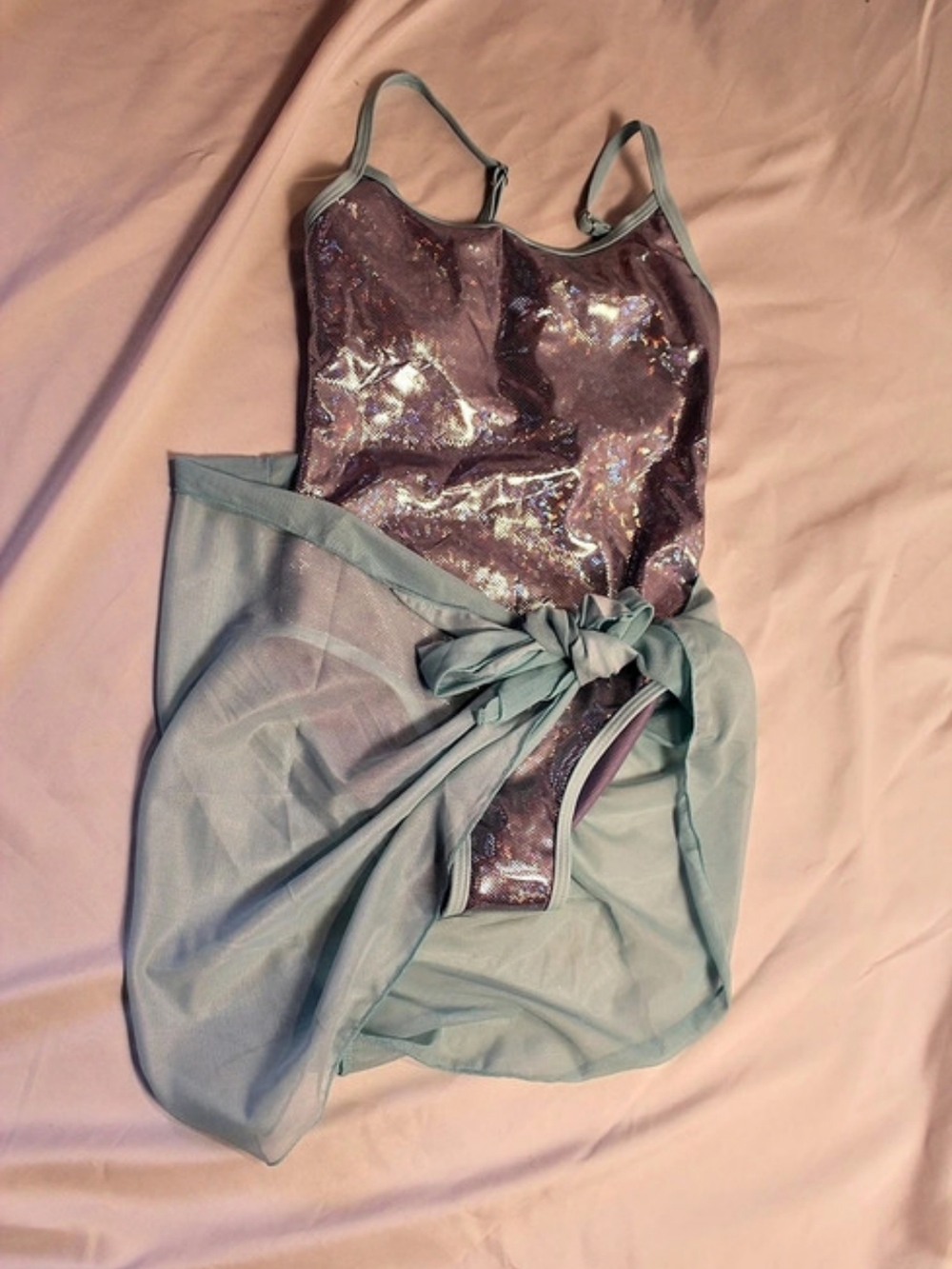 Girls Iridescent One-Piece Swimsuit in Purple & Blue Like New